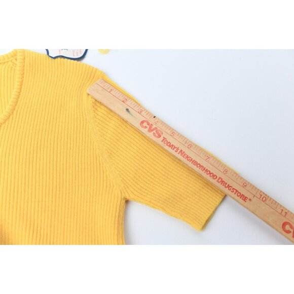 Vintage Deans Of Scotland Short Sleeve Sweater Women M Golden Yellow NEW 80's - Picture 9 of 10